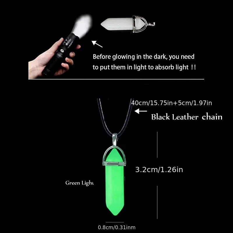 Glow-in-Dark Bullet Stone Pendant Necklace